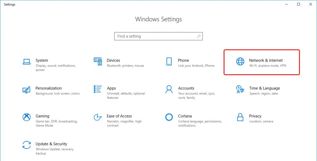 Giao diện Windows Settings